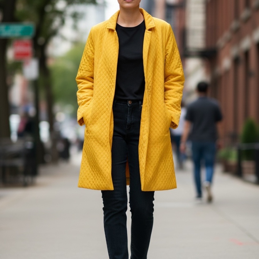 NYCC Women's Long Sleeve
Gold Open Front Jacket
Quilted Cardigan